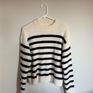 H&M Striped Cream and Navy Women's Sweater